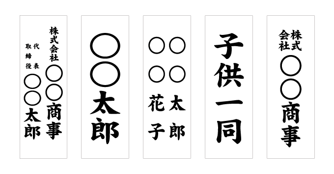 札に上げられるお名前の一例です